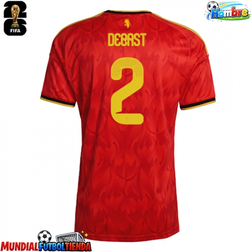 Camiseta Bélgica Zeno Debast #2 Primera Equipación Replica Mundial 2026 mangas cortas